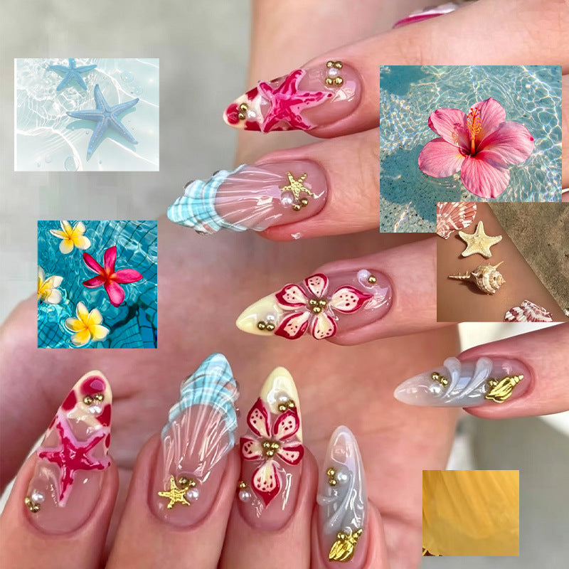 Artistic Floral Press-On Nail Tips Bowlift