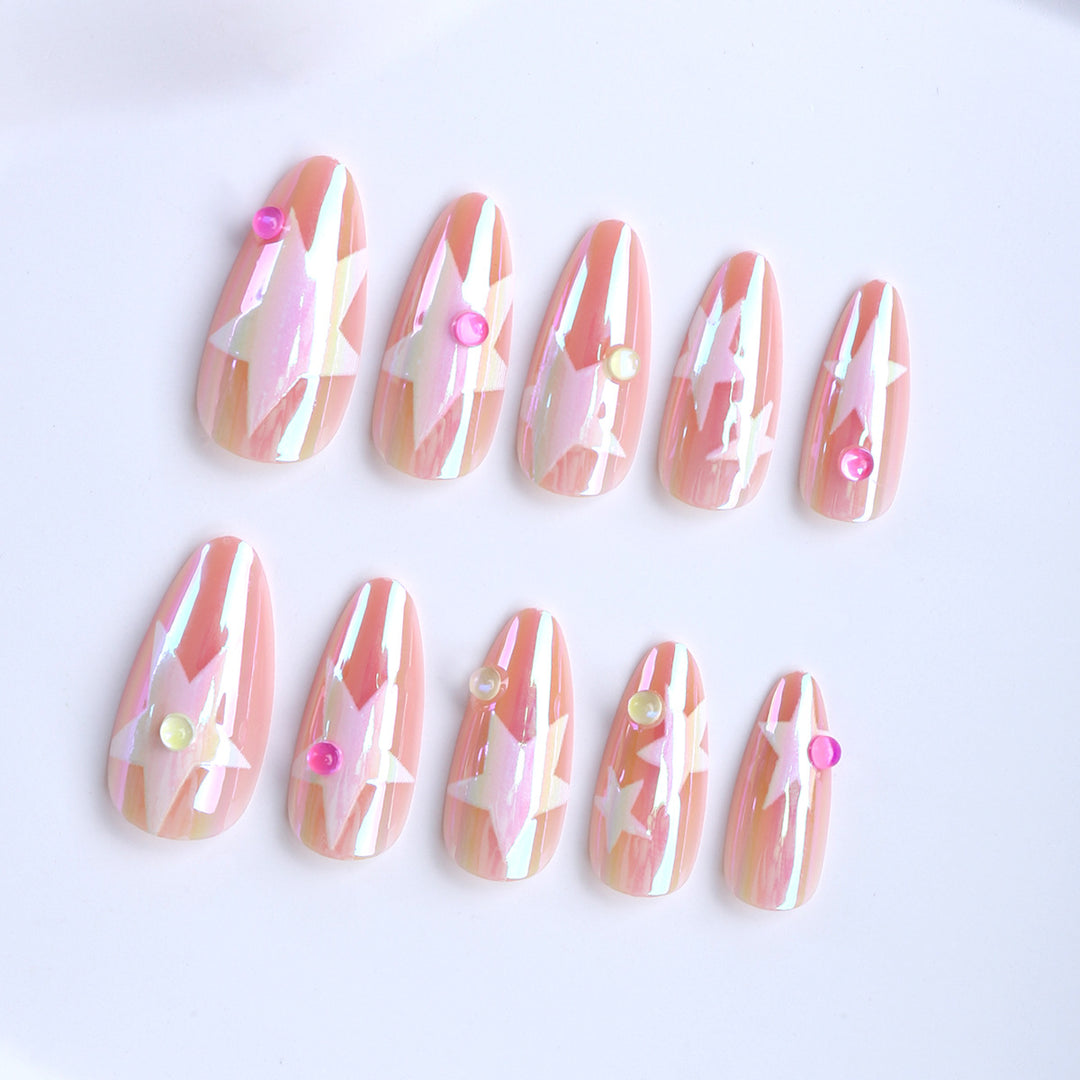 Artificial nails with sparkling star design Bowlift