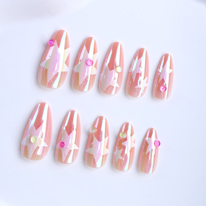 Artificial nails with sparkling star design Bowlift