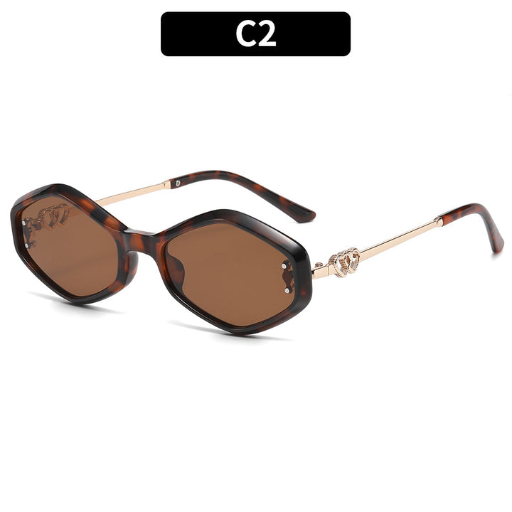 Oversized geometric acetate sunglasses with gold metal temples and crystal interlock detail Bowlift