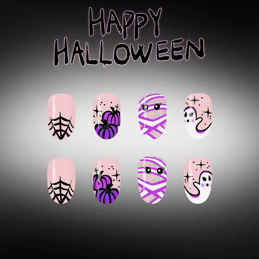Artificial Nail Set with Creepy Halloween Designs Bowlift
