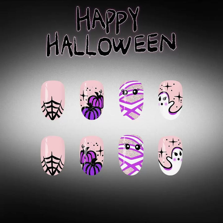 Artificial Nail Set with Creepy Halloween Designs Bowlift