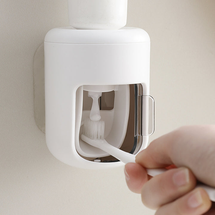 Automatic Toothpaste Dispenser and Wall-Mounted Toothbrush Organizer Bowlift