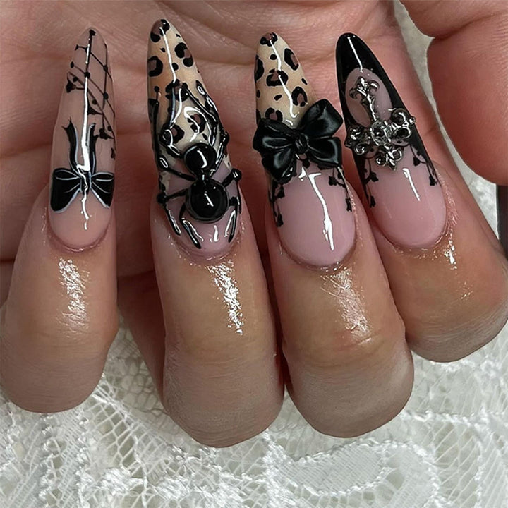 Creative acrylic nails in elegant leopard design Bowlift