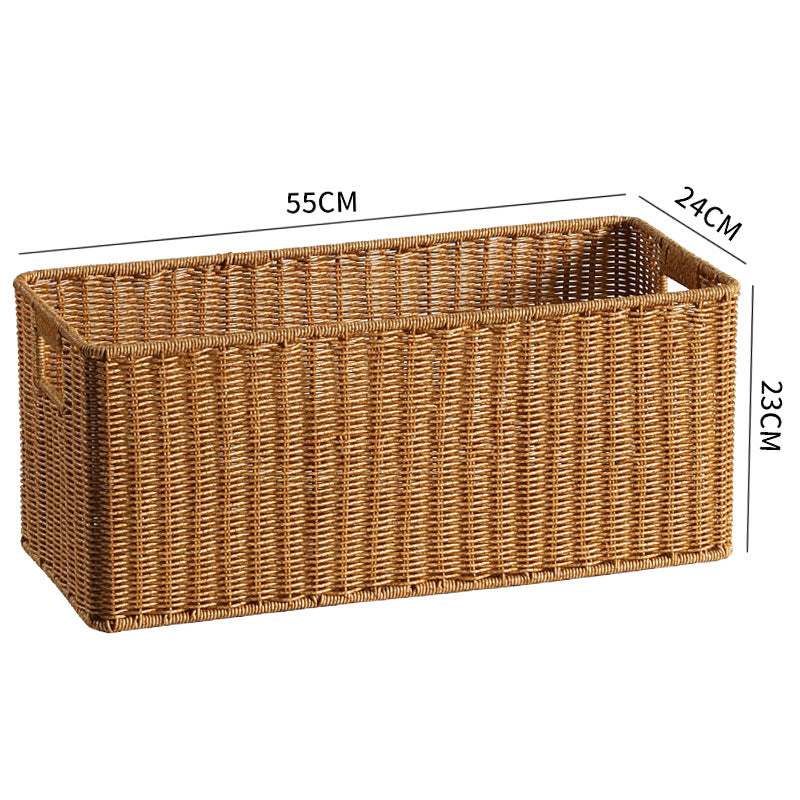 Handwoven Rectangular Storage Bin with Cutout Handles Bowlift