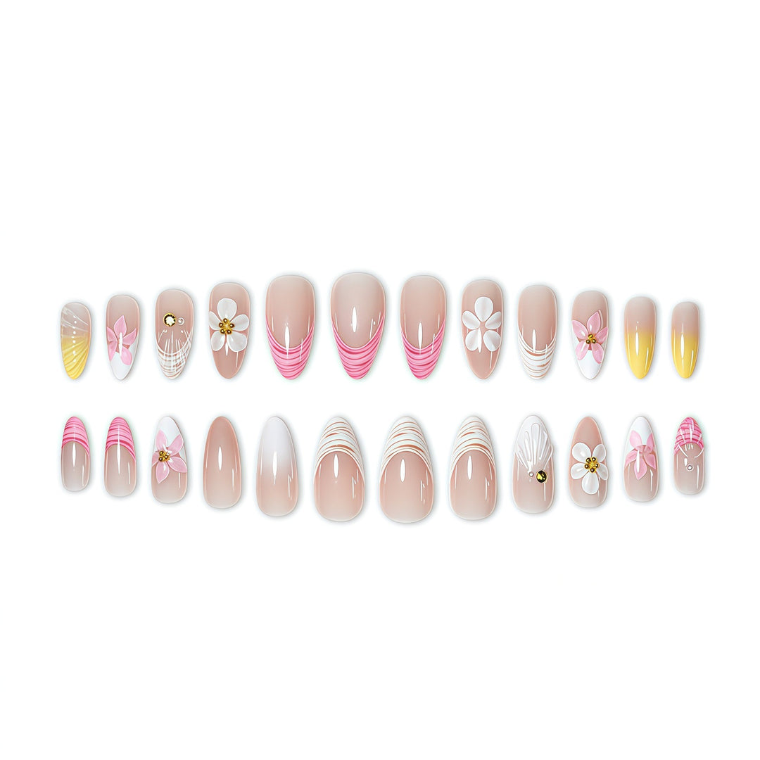 Floral Design Acrylic Press-On Nails Bowlift