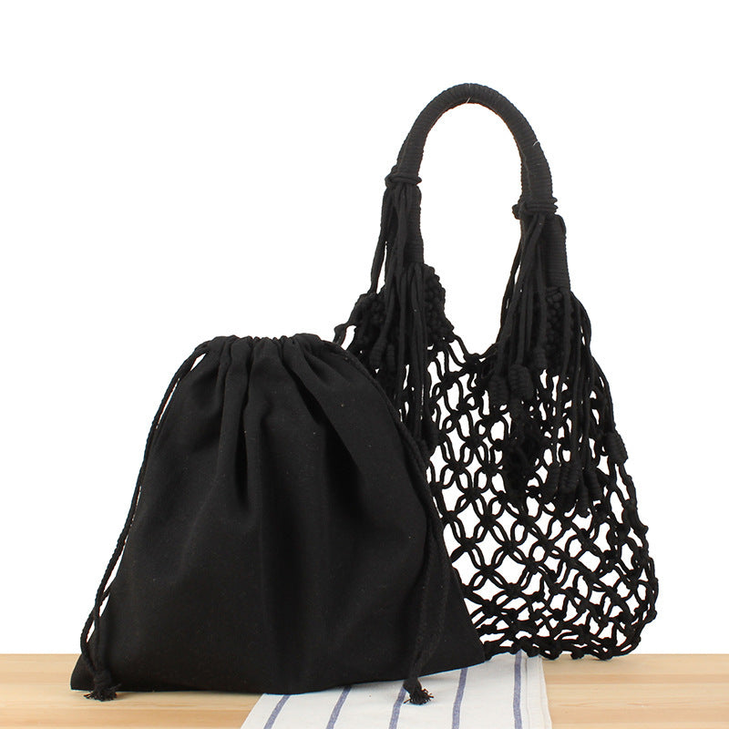 Macrame Tote Bag with Inner Pocket Bowlift