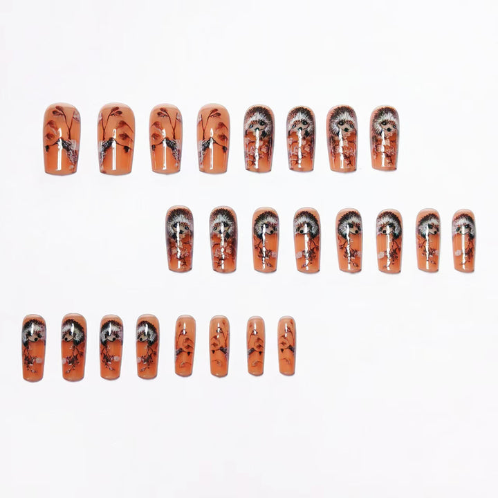 Artificial nails with cute hedgehog design Bowlift