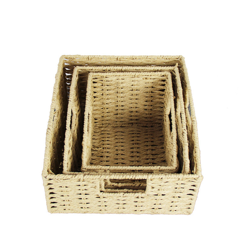 Natural Fiber Rectangular Storage Basket Bowlift