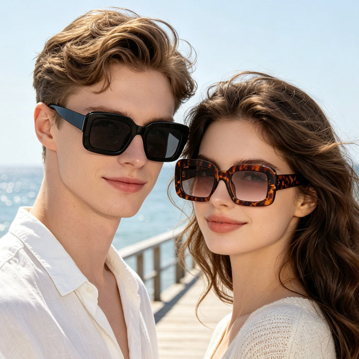 Retro Chunky Rectangular Acetate Sunglasses with Polarized Full UV Protection Bowlift