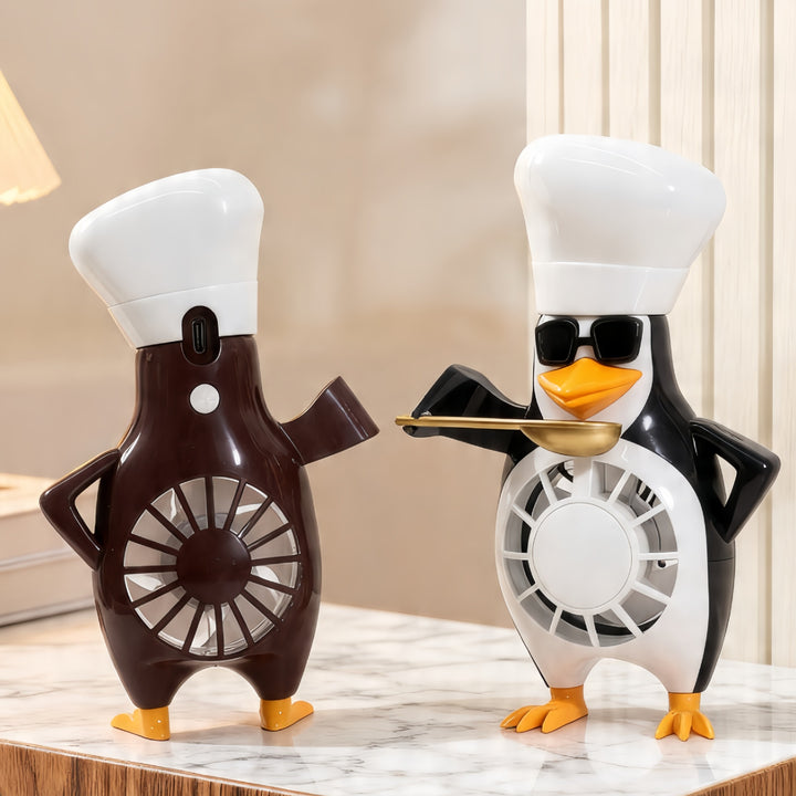 Ladies table fan in modern penguin design Bowlift