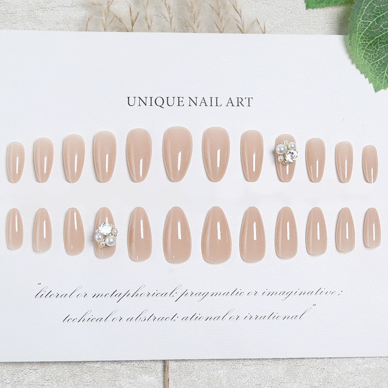 Artificial nail set with elegant pearl design and high-gloss surface Bowlift