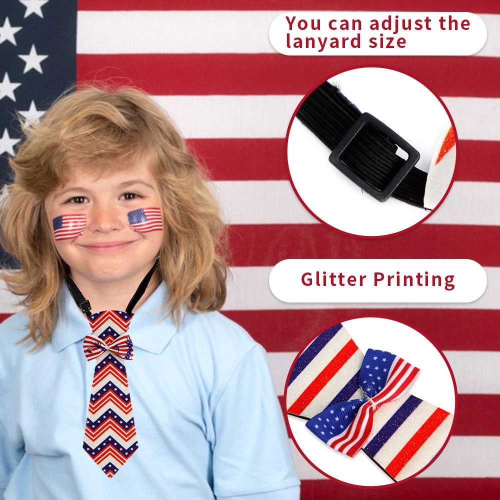 Unisex nan patriotic striped pet necktie with adjustable elastic collar Bowlift