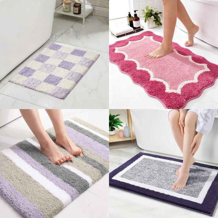 Floral Design Memory Foam Bath Mat Bowlift