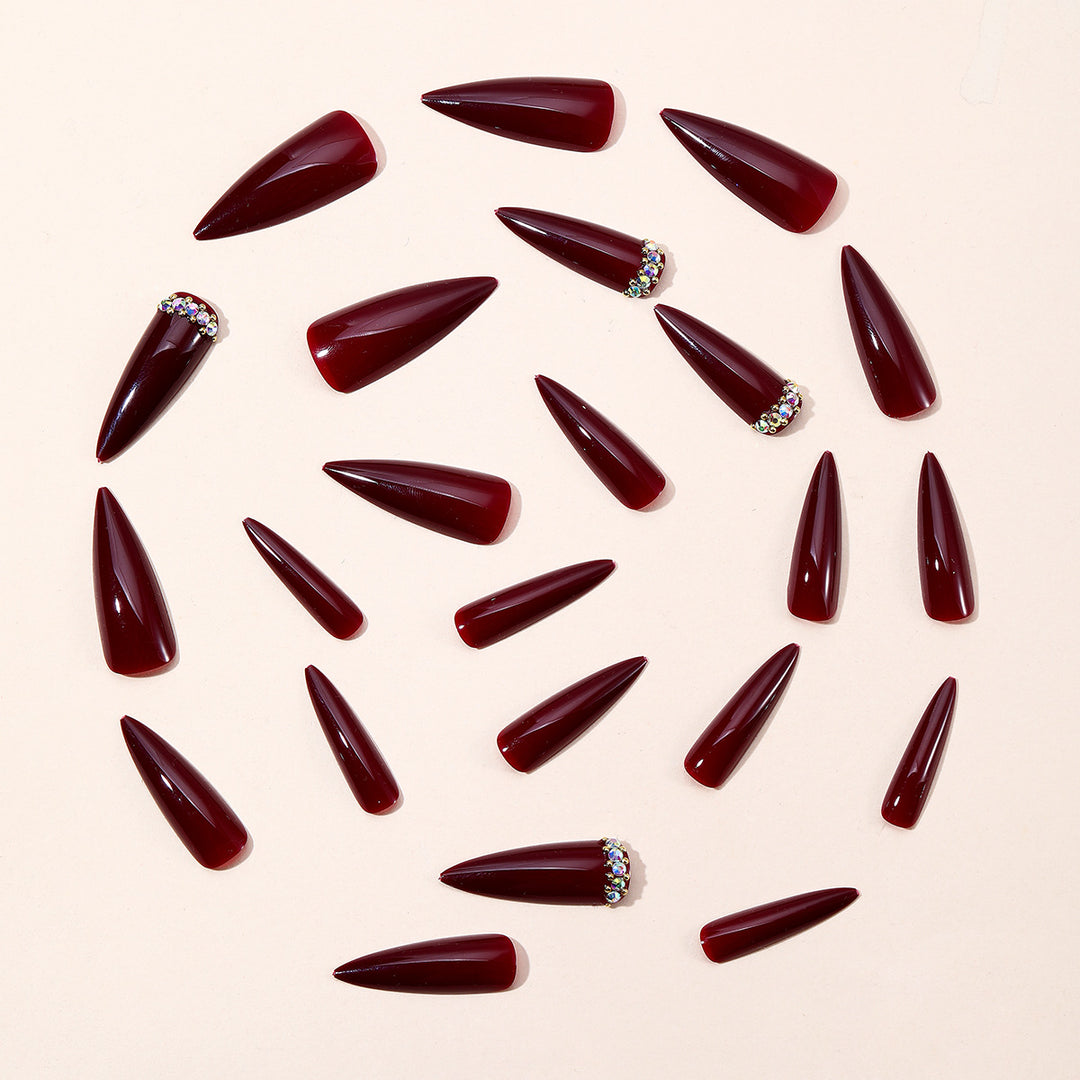 Elegant Stiletto Nail Art Extensions with Glitter Accents Bowlift