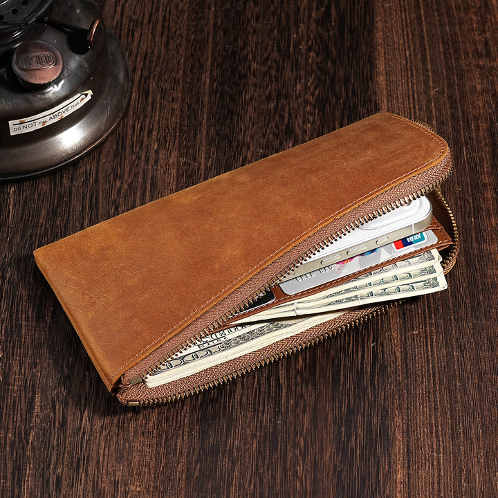 Premium Leather Zippered Travel Wallet