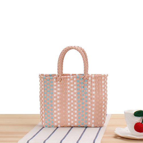 Handmade straw bag with colorful stripes Bowlift