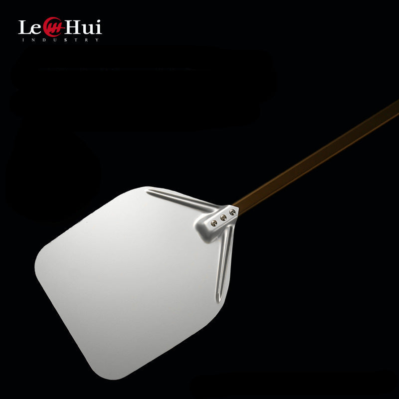 extra-long wooden handled aluminum pizza peel with flat square paddle Bowlift