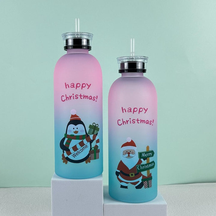 Ladies Motivational Water Bottle with Cheerful Christmas Design Bowlift