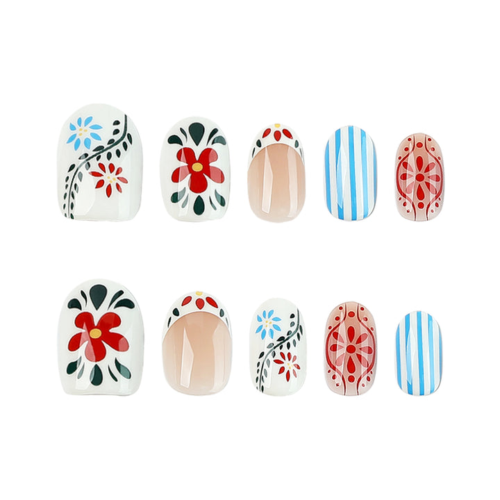 Artful nail art with floral design and colorful patterns Bowlift
