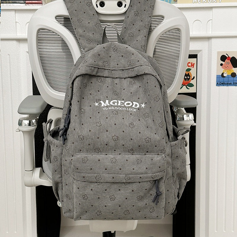 Casual Corduroy Backpack Bowlift