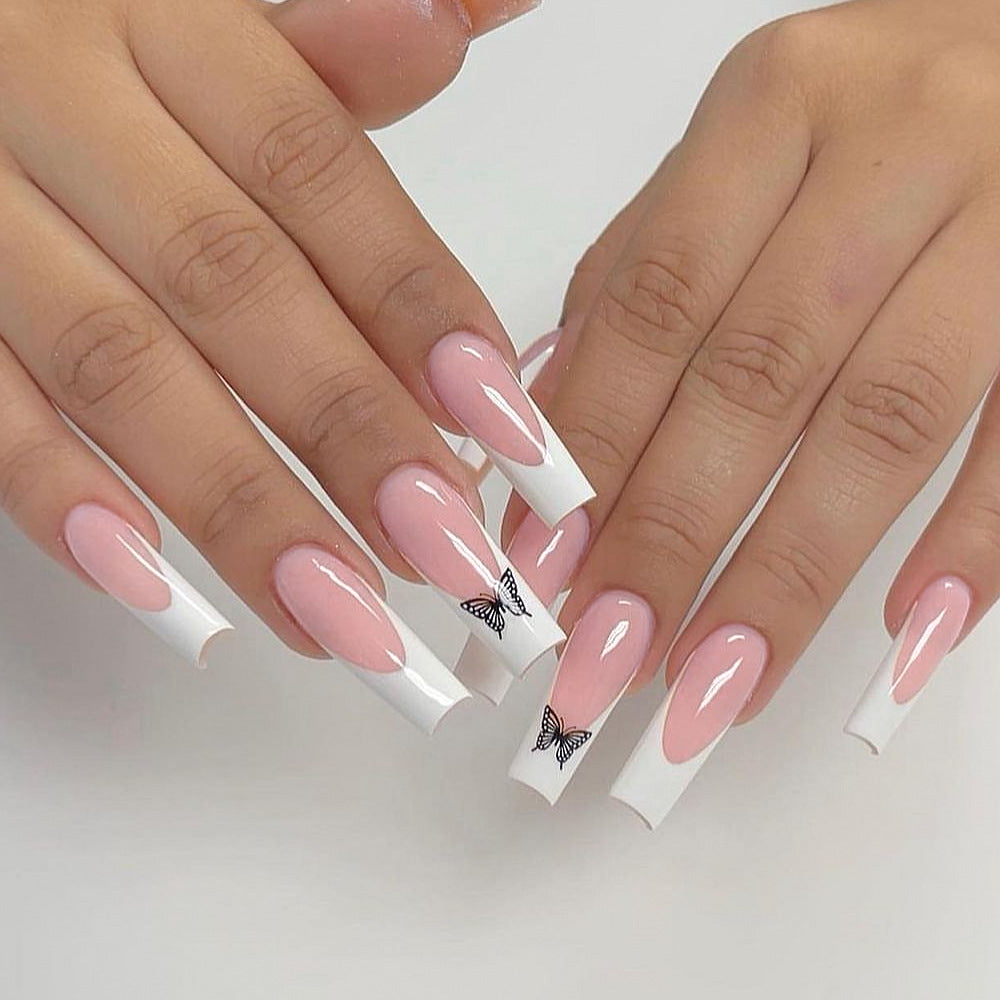 Elegant Butterfly Accent Nail Art Extensions Bowlift
