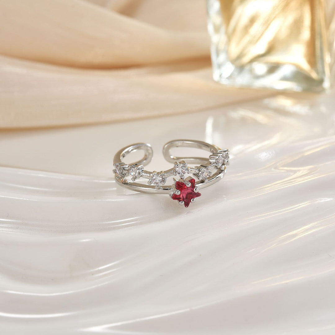 Double-Band Heart Halo Ring With Pavé Accents