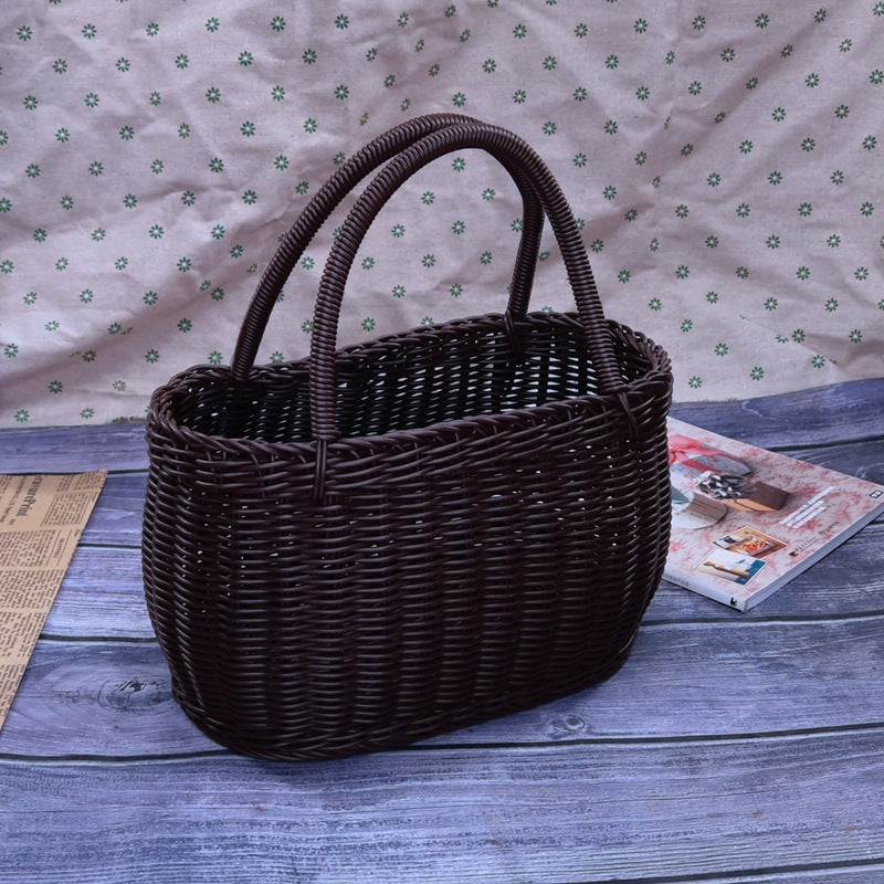 Women braided storage basket with sturdy carrying handles Bowlift