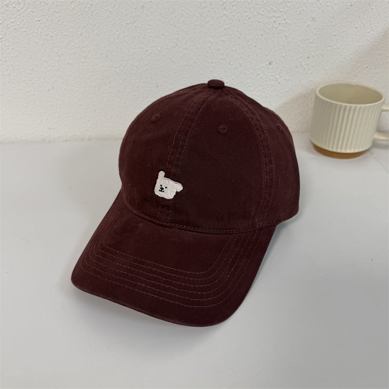 Women's Cute Embroidered Bear Cap Bowlift