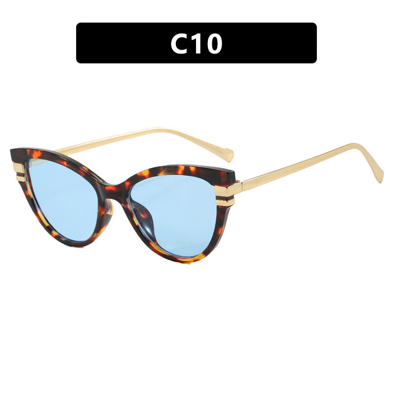 Ladies Cat-Eye Sunglasses with Elegant Metal Accents Bowlift