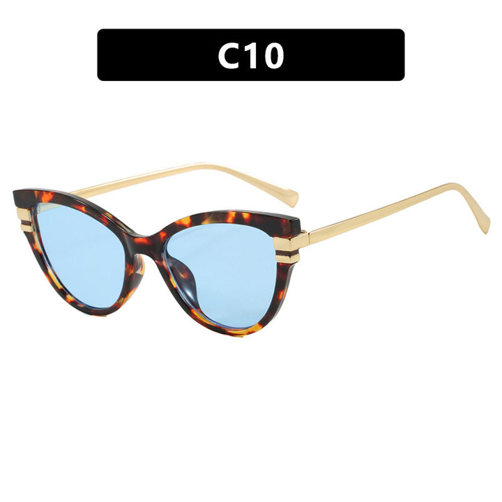 Ladies Cat-Eye Sunglasses with Elegant Metal Accents Bowlift
