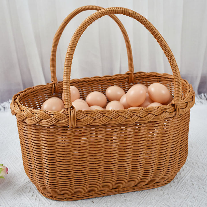 Handwoven Storage Basket with Braided Handles Bowlift