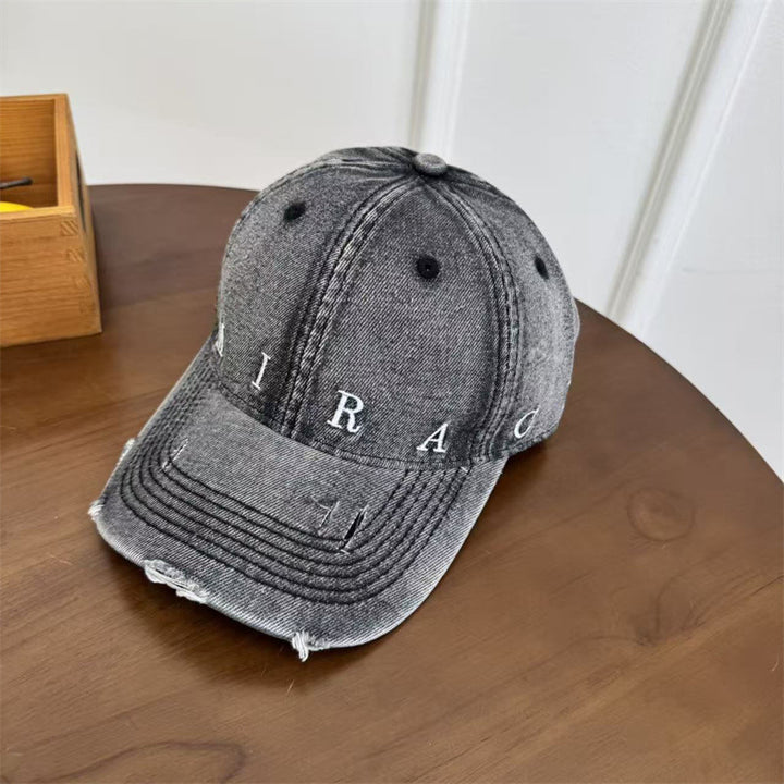 Women's Distressed Denim Baseball Cap Bowlift