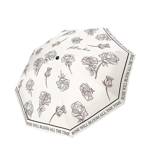 Women's Folding Umbrella with Transparent Flower Design Bowlift