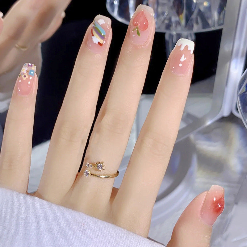 Creative nail art set with colorful fruit motifs and stylish designs Bowlift