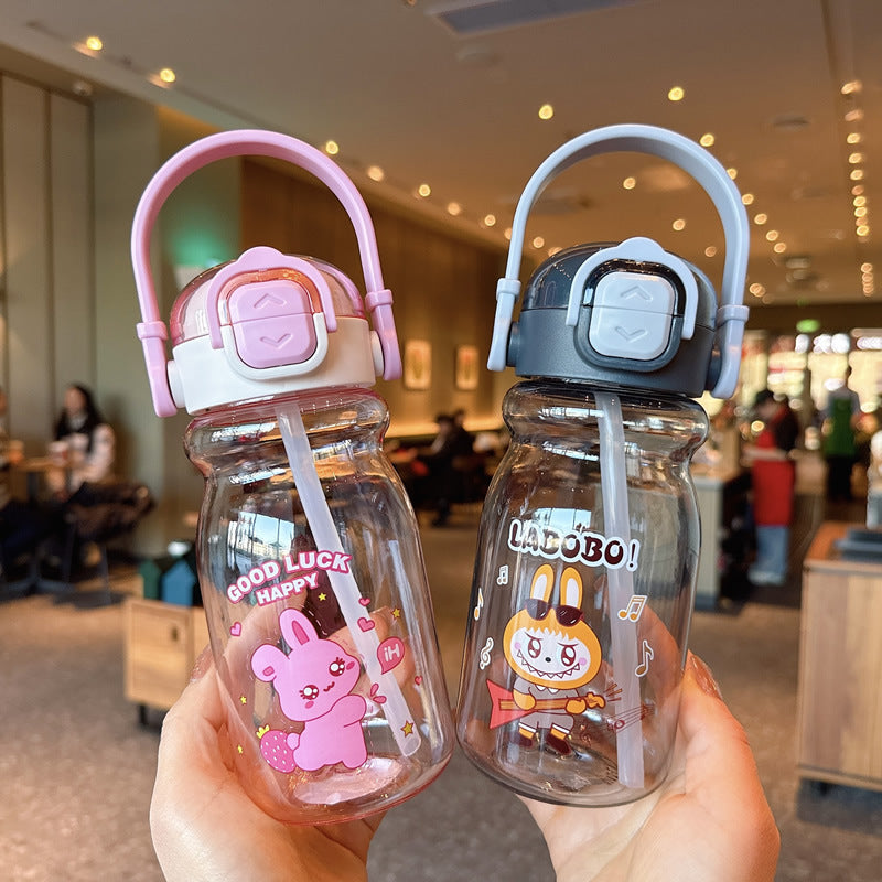 Women's Funny Plastic Drinking Bottle with Integrated Straw Function Bowlift