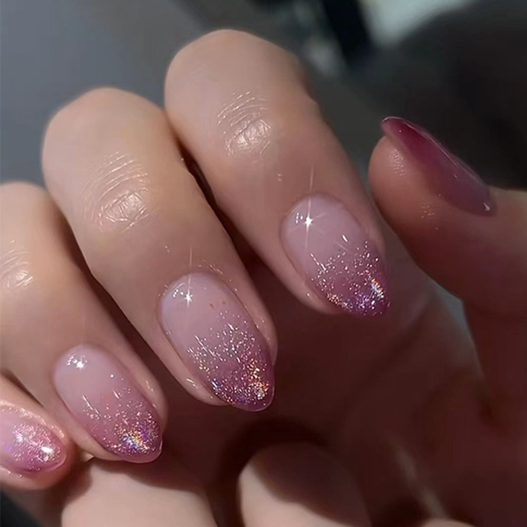 Shiny nail extensions with gentle ombre effect Bowlift