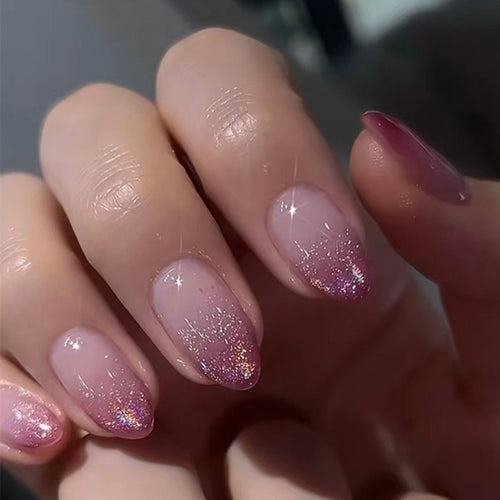 Shiny nail extensions with gentle ombre effect Bowlift