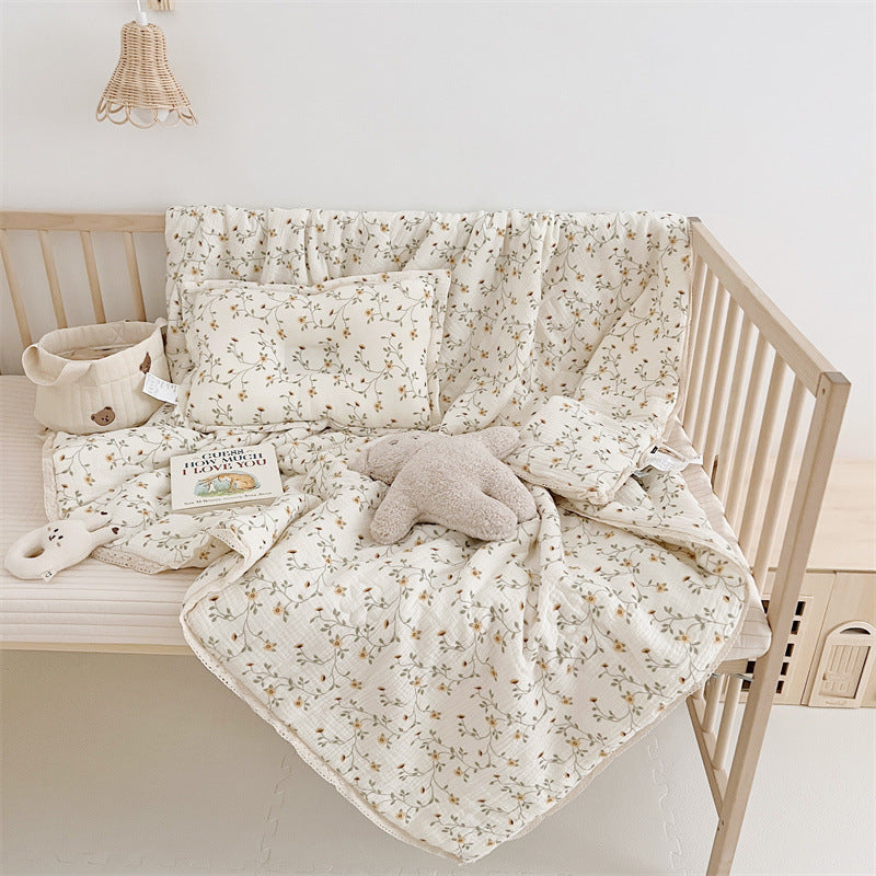Unisex Breathable Muslin Blanket with Floral Ruffle Design Bowlift