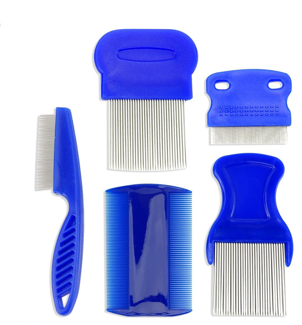 Precision stainless steel lice and flea comb set with ergonomic non-slip handles Bowlift