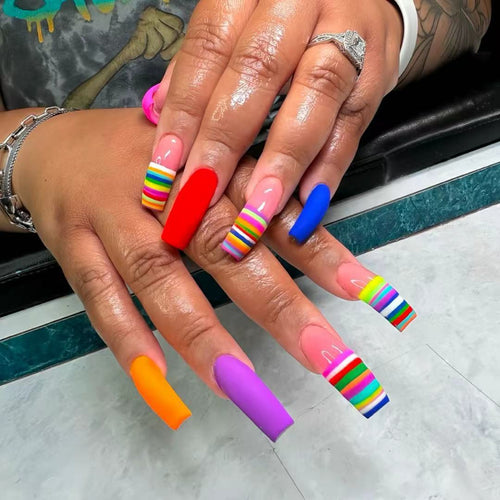 Colorful Artistic Press-On Nail Set Bowlift