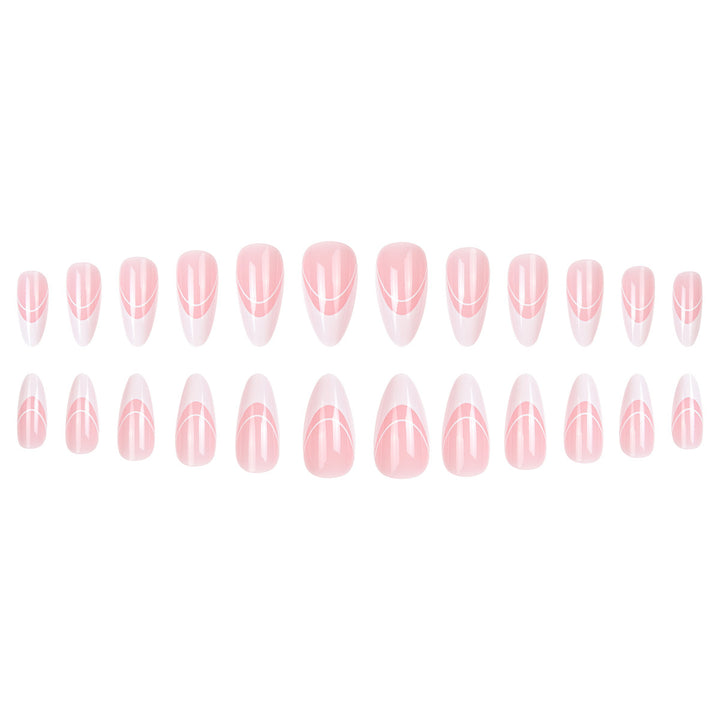 Elegant Stiletto Press-On Nails with Artistic Lines Bowlift