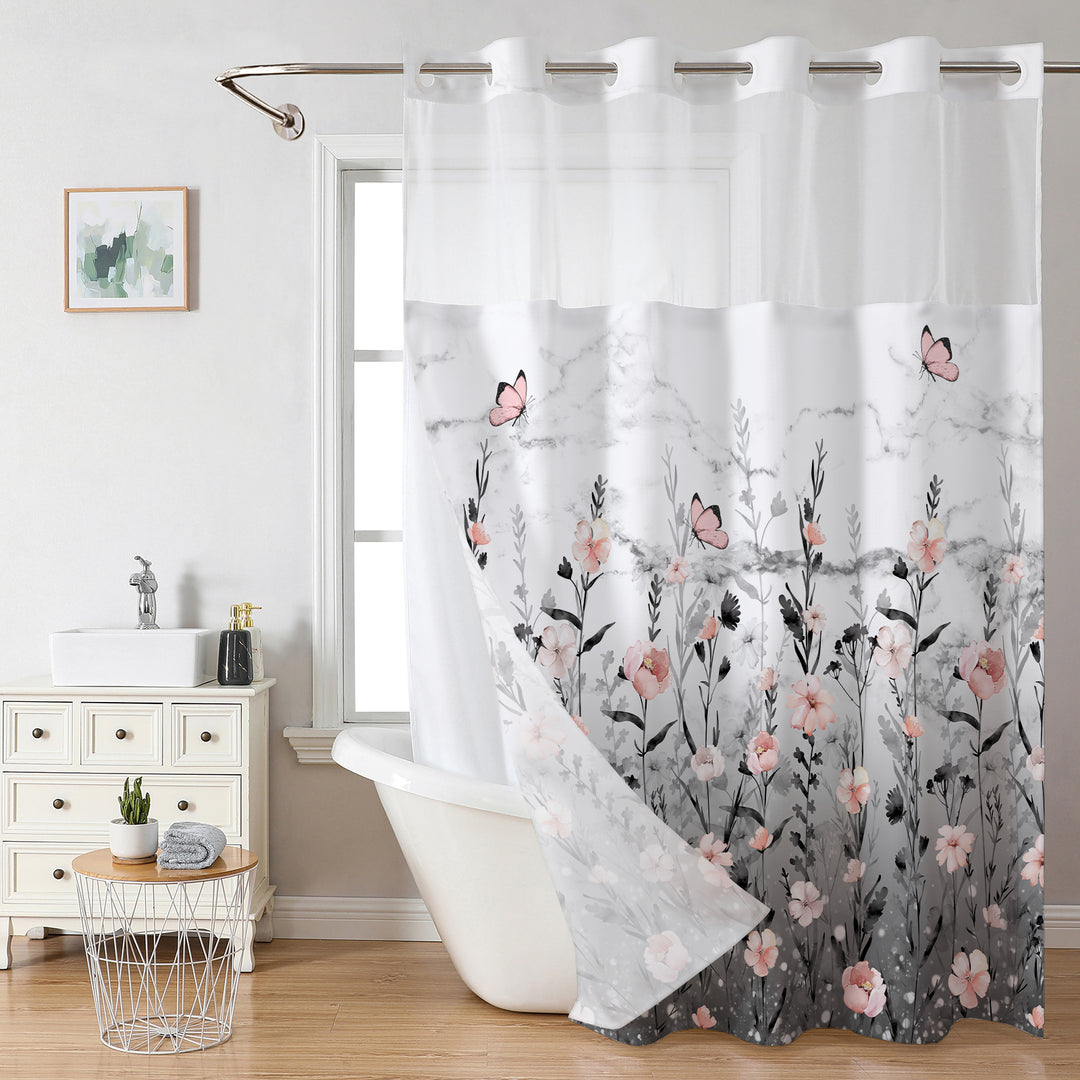 Floral Design Shower Curtain Bowlift
