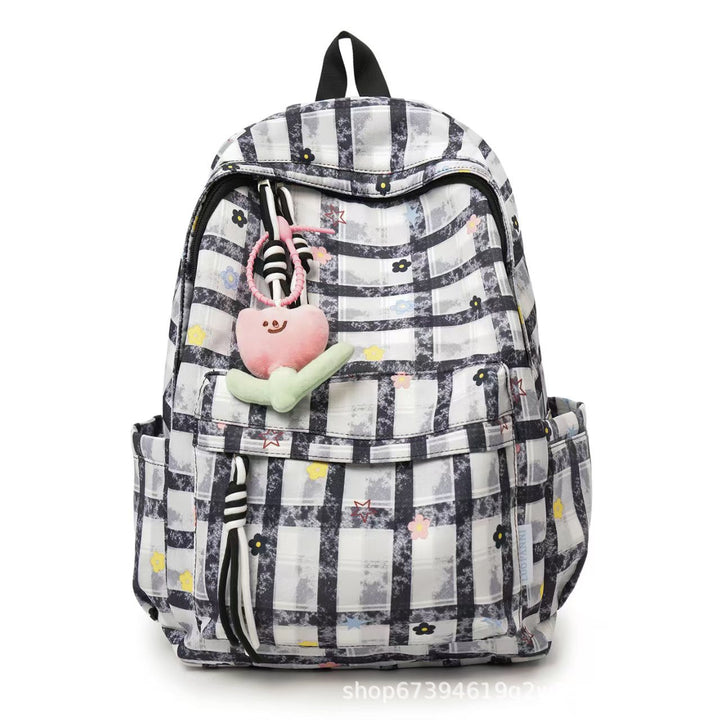 Playful Grid Pattern Backpack Bowlift