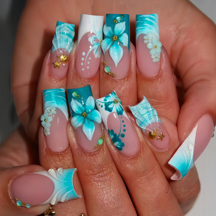 Floral Art Press-On Nails Bowlift