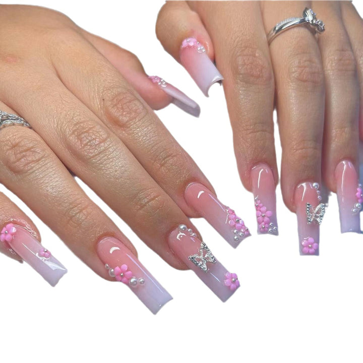 Decorative Floral and Butterfly Nail Extensions Bowlift