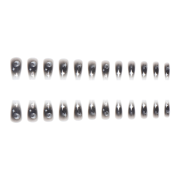 Artistic Stiletto Acrylic Press-On Nails with Starry Design Bowlift