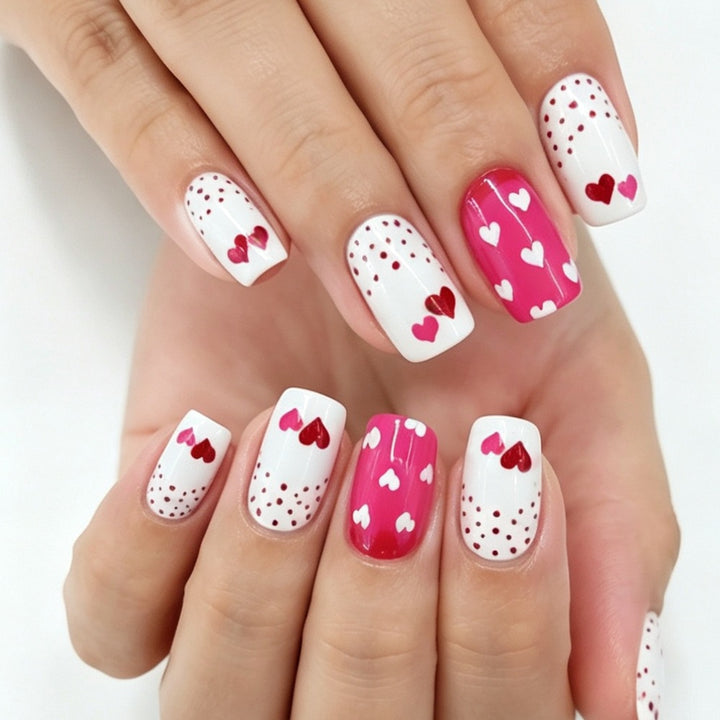 Heart-Themed Press-On Nail Set Bowlift