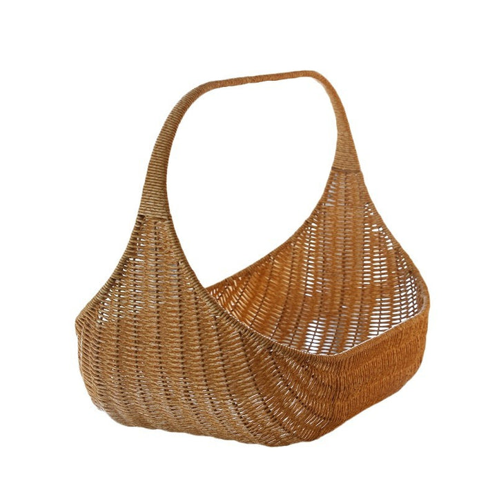 Ladies Handcrafted Rattan Basket with Elegant Contour Bowlift
