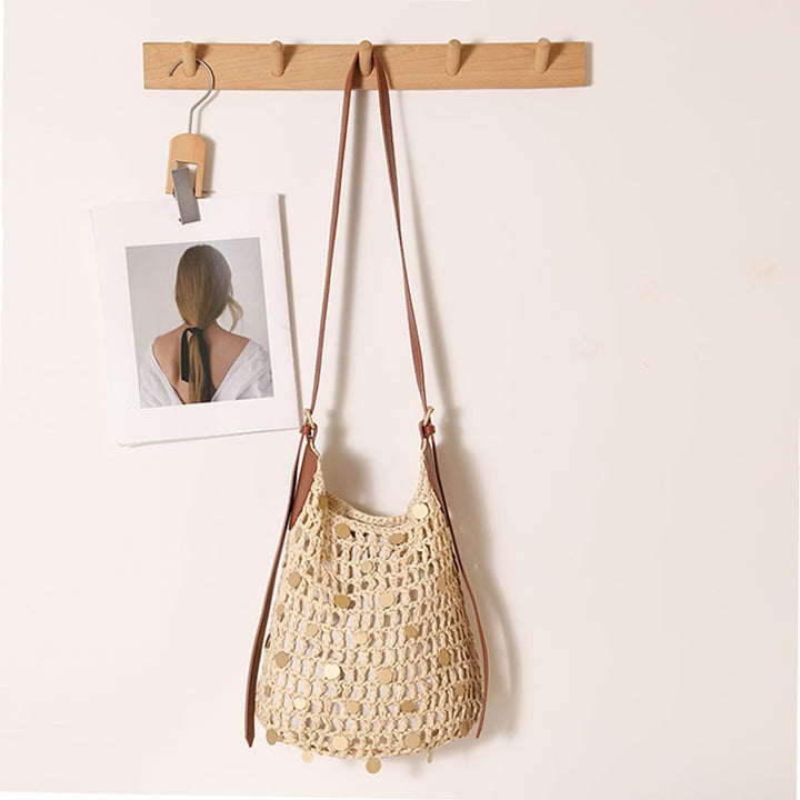Hand-knotted shoulder bag with metal appliqués Bowlift
